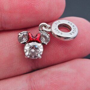 925 Sterling Silver Pandora Minnie Mouse Crystal Silhouette Charm Bead
